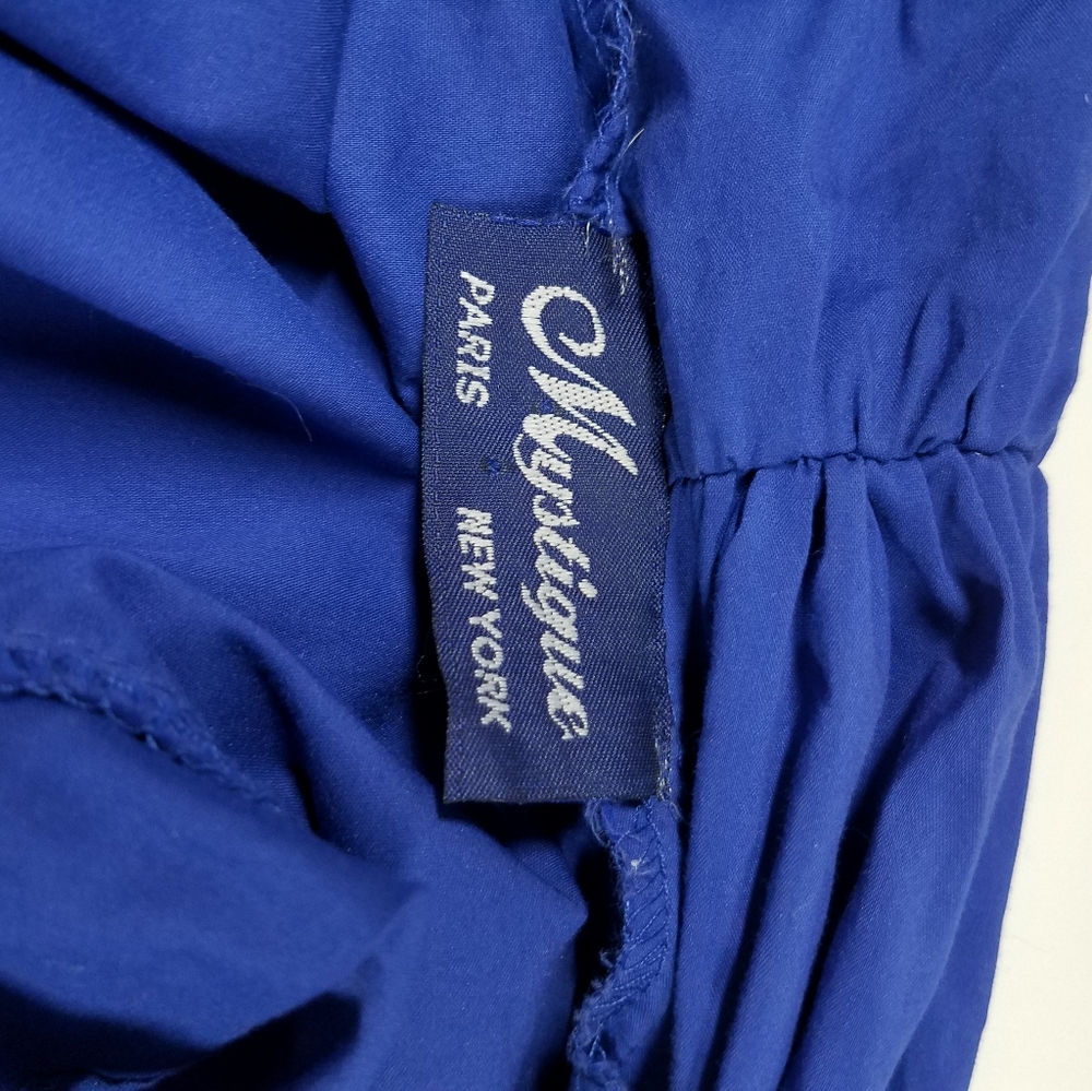 Royal Blue Unique Button Down Blouse - image 4